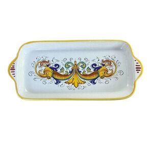 Ceramica Nova Deruta Vintage Ceramic Raffaelesco Design Handled Tray